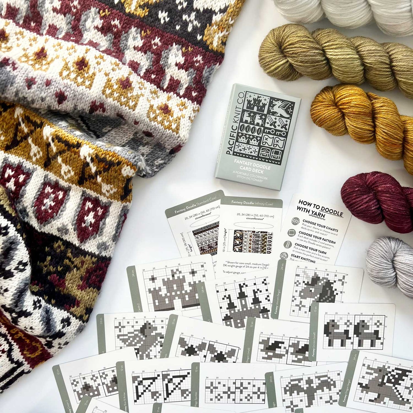 Fantasy Doodle Deck: Knitting Chart & Stitch Dictionary cards