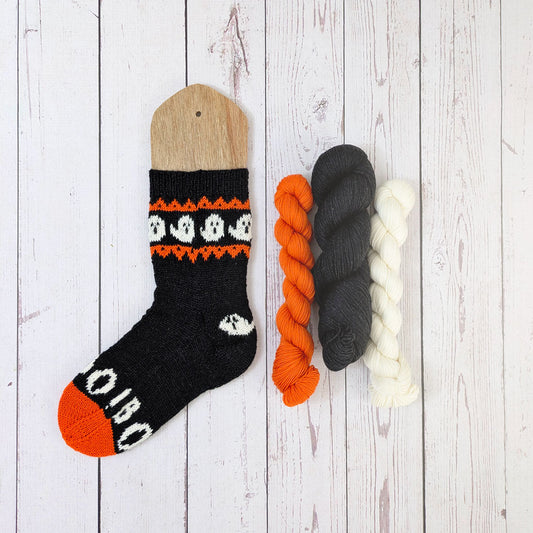 Hello Boo-tiful! - Cute Halloween Sock Kit in Merino Yarn