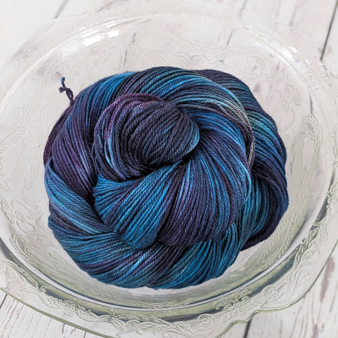 Raven's Wing - hand dyed purple and aqua yarn