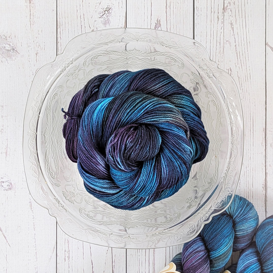 Raven's Wing - hand dyed purple and aqua yarn