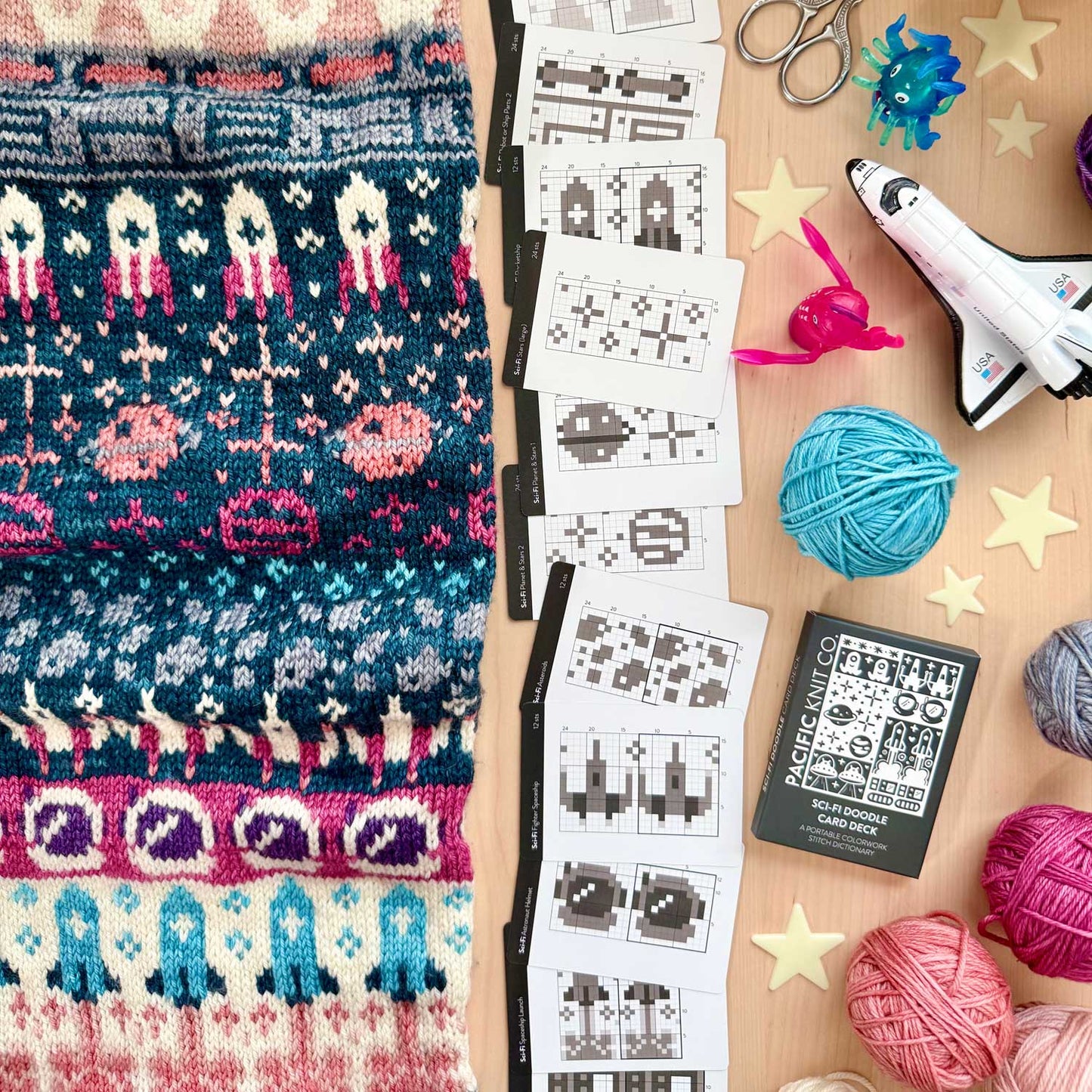 SciFi Doodle Deck: Knitting Chart & Stitch Dictionary cards