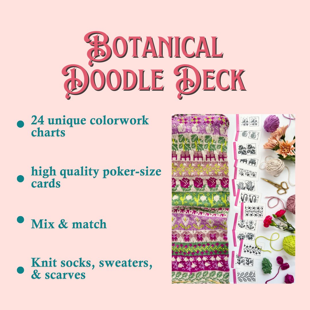 Botanical Doodle Deck: Knitting Chart & Stitch Dictionary Cards