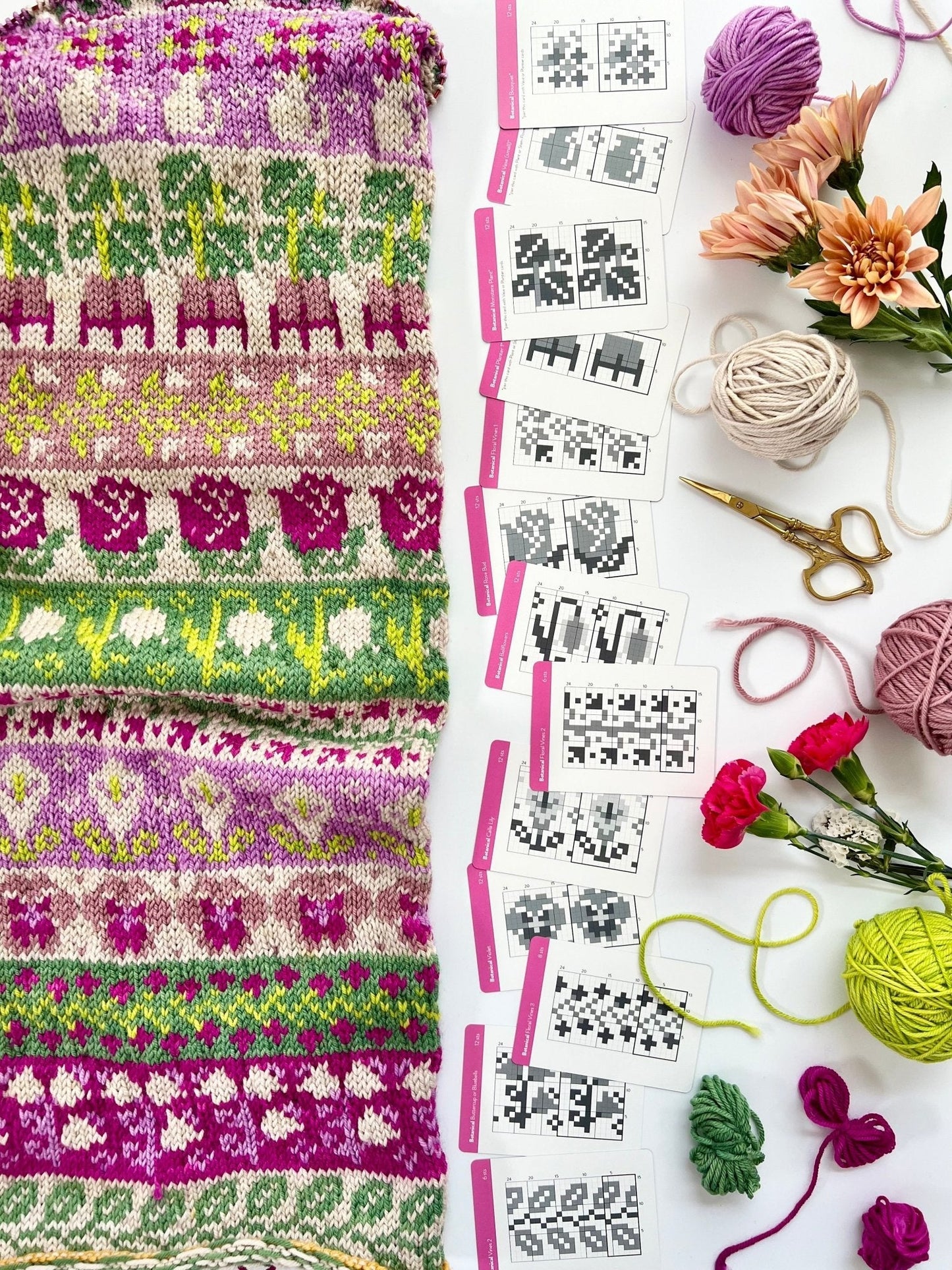 Botanical Doodle Deck: Knitting Chart & Stitch Dictionary Cards