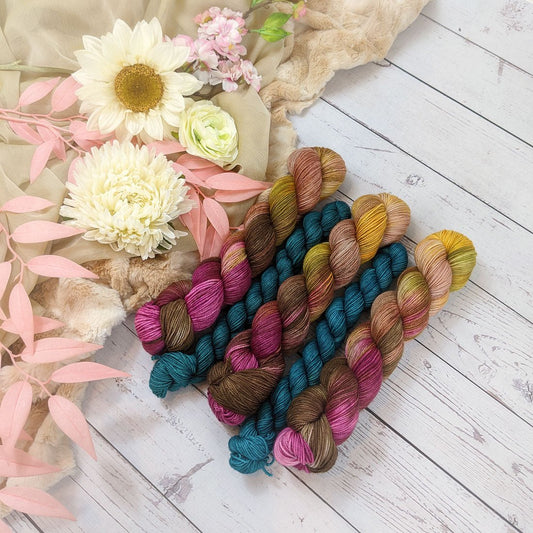 Golden Hour - Hand-Painted Sock Yarn w/ Coordinating Mini Skein