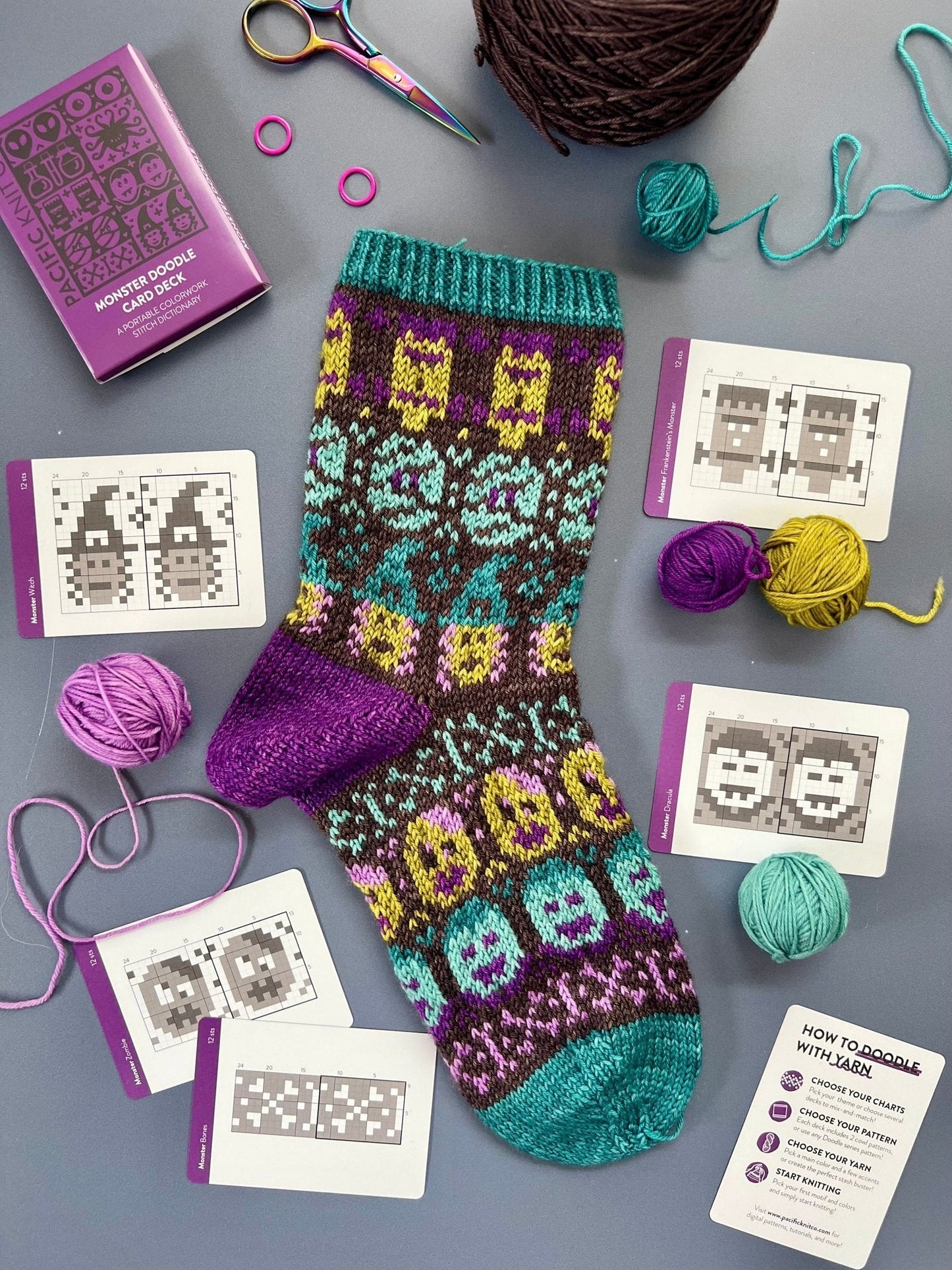 Monster Doodle Deck: Knitting Chart & Stitch Dictionary cards